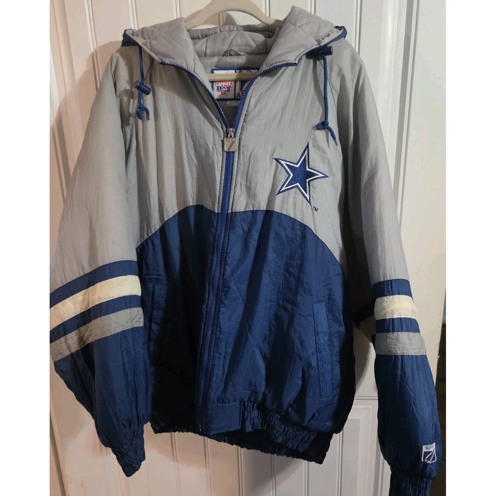Vintage 90s Dallas Cowboys Game Day Logo 7 NFL Embroidered Puffer Jacket Size XL